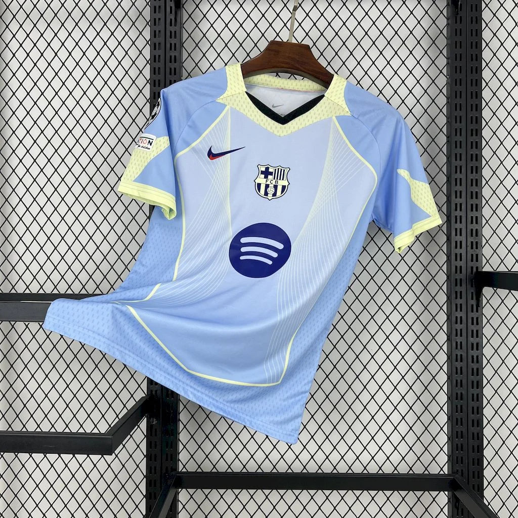 FC Barcelone maillot foot bleu ciel et jaune 2025 2026